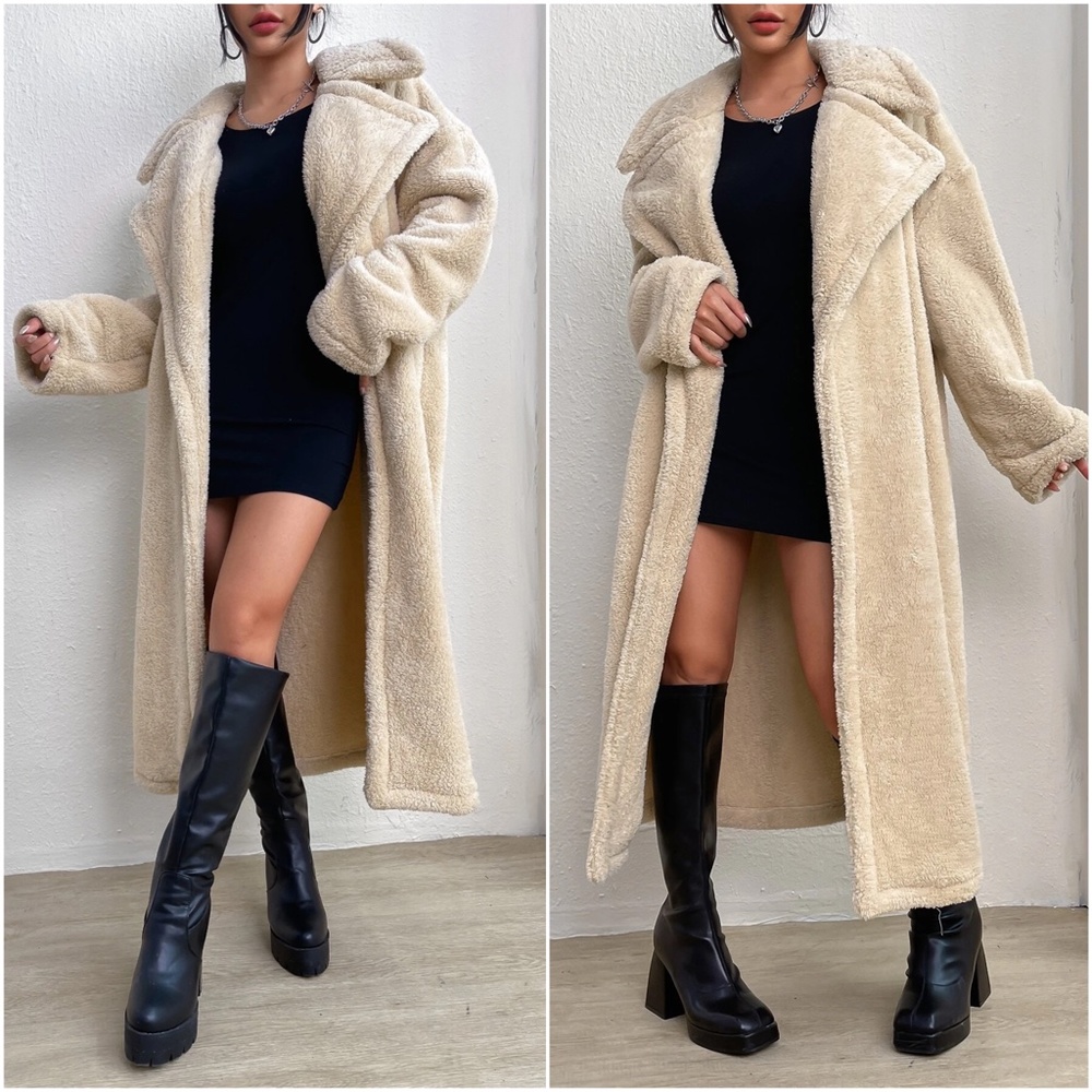 Cozy Open Front Teddy Oversized collared Jacket Coat